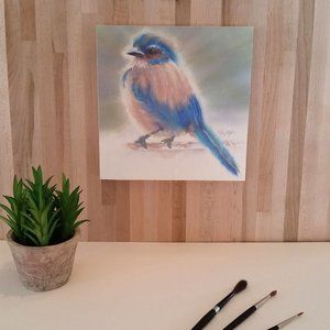 Bird Watercolor Print-Mounted on wood panel
